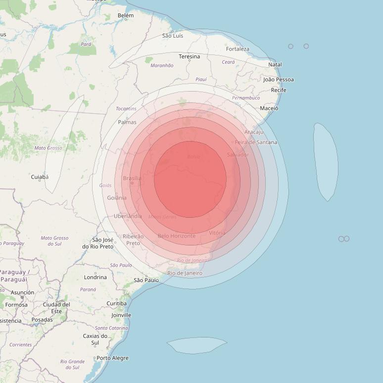 Intelsat 32e at 43° W downlink Ku-band BAHD User Spot beam coverage map