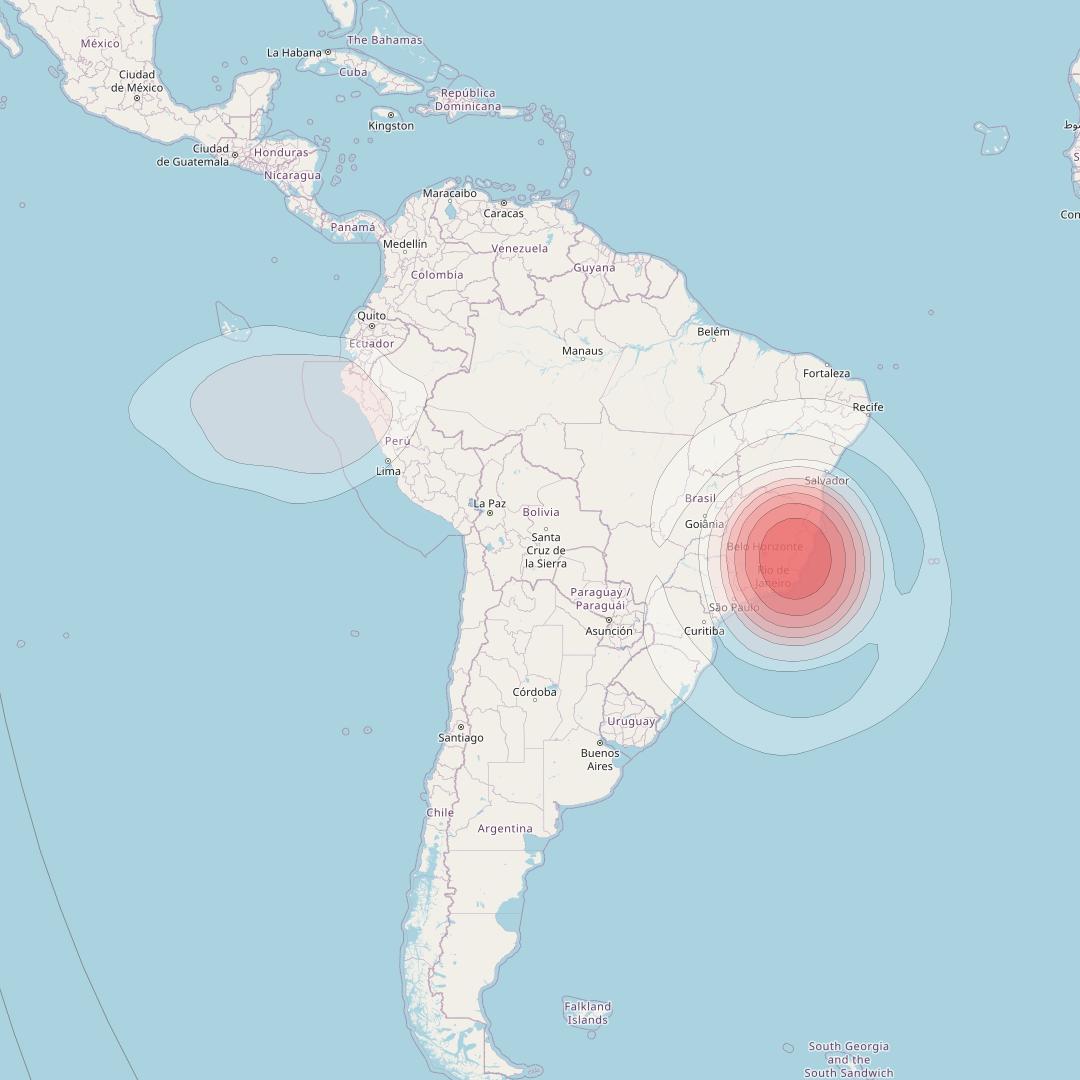 Intelsat 32e at 43° W downlink Ku-band BFHD User Spot beam coverage map