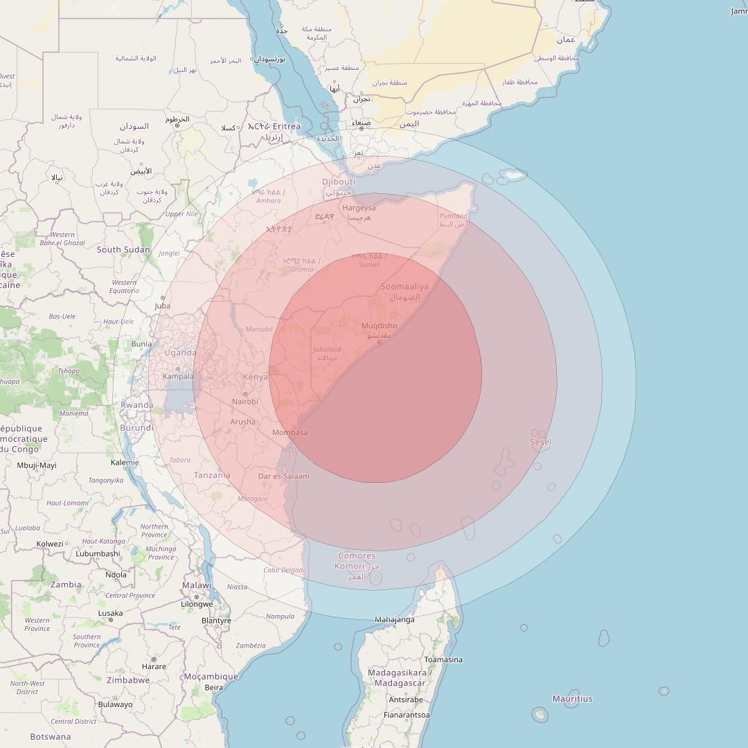 Azerspace 2 at 45° E downlink Ku-band Steerable beam coverage map