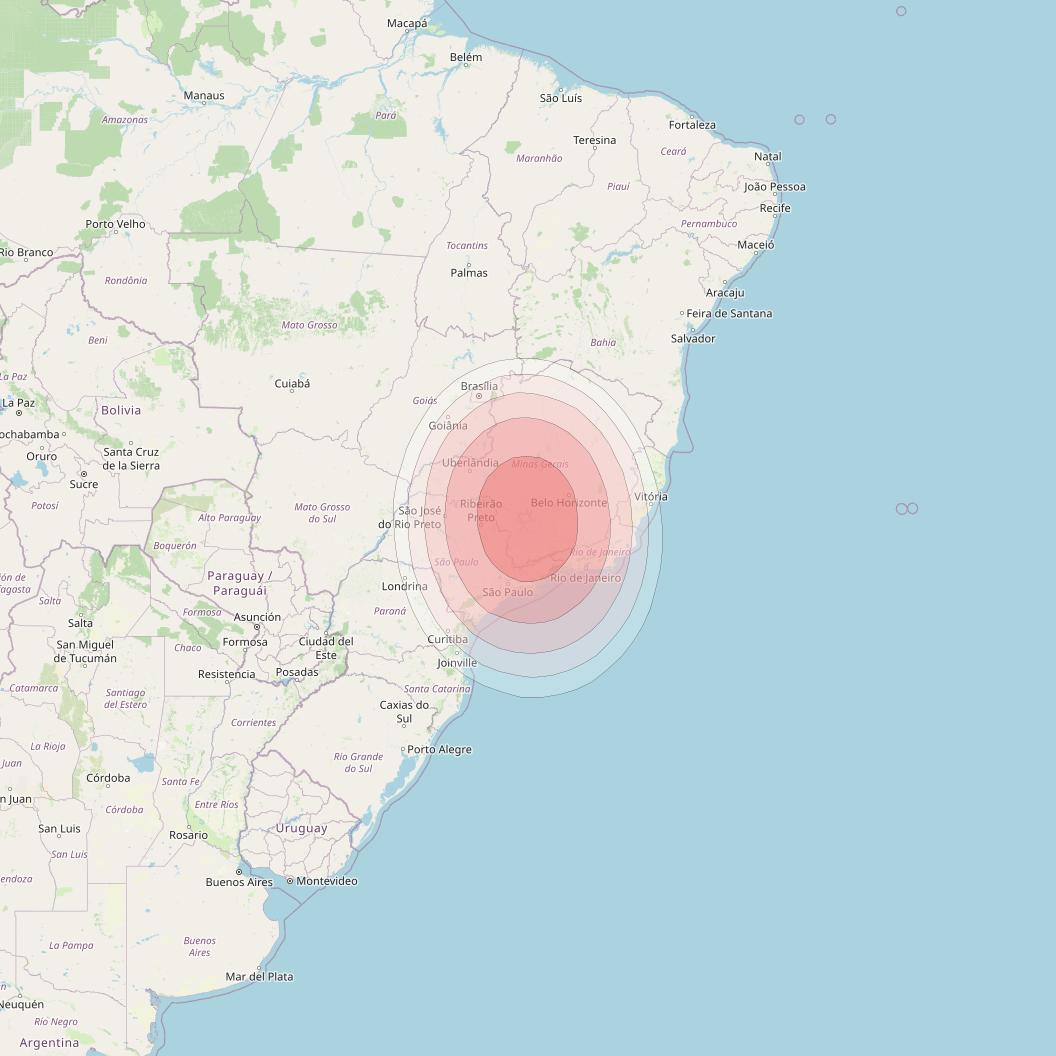 SES 14 at 47° W downlink Ku-band B10 User Spot beam coverage map