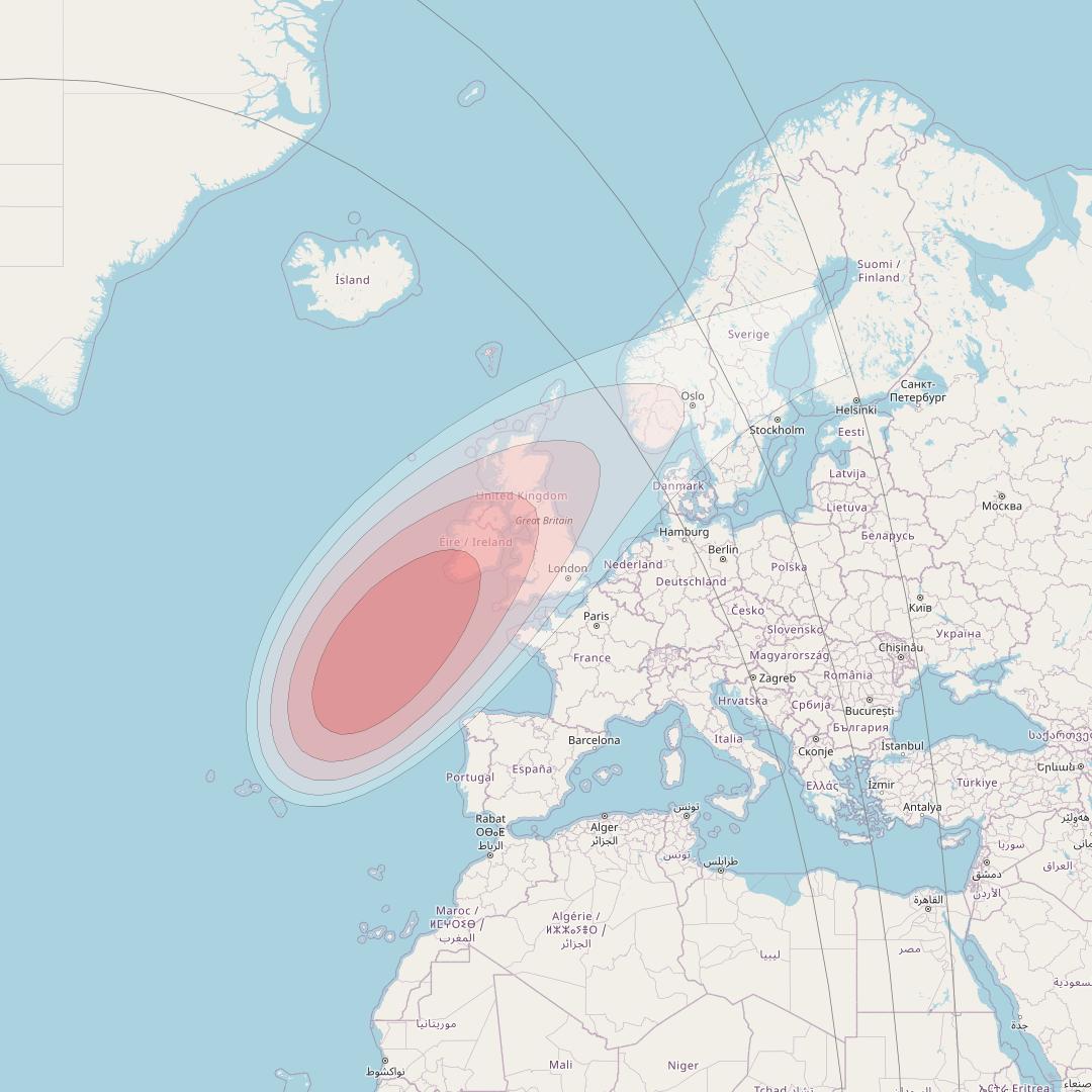 SES 14 at 47° W downlink Ku-band H04 User Spot beam coverage map