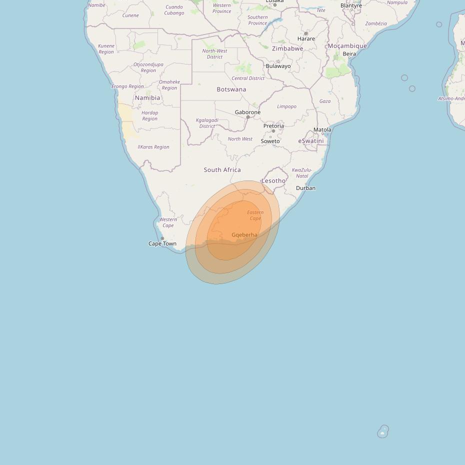 Al Yah 2 at 48° E downlink Ka-band Spot 58 User beam coverage map