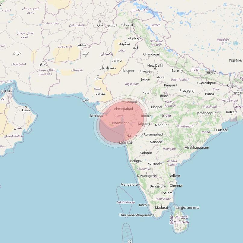 GSAT 19 at 48° E downlink Ku-band S03 Spot beam coverage map