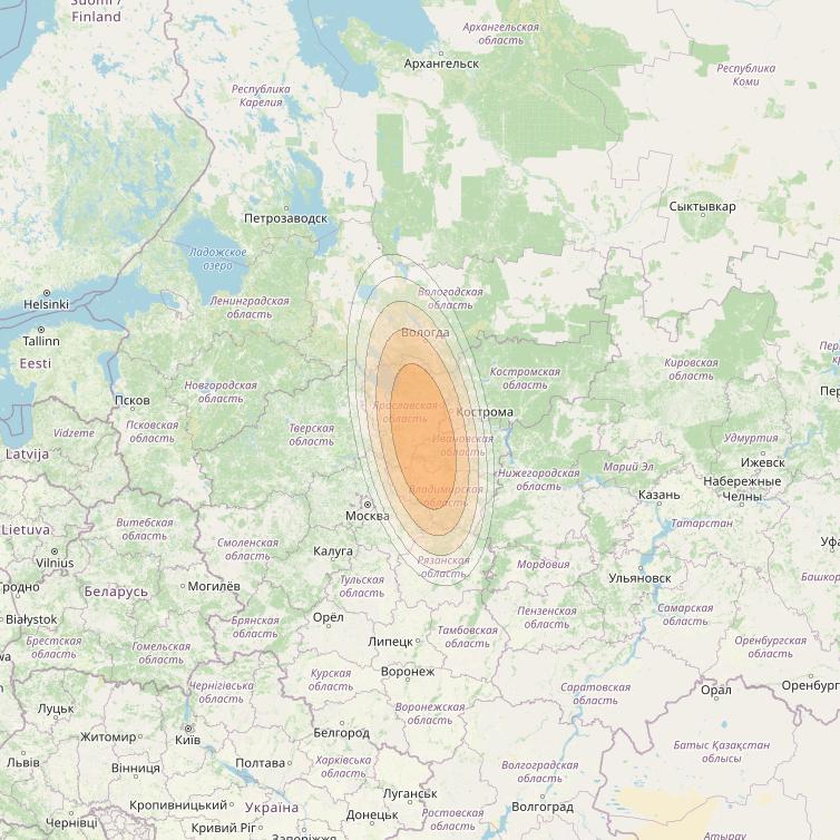 Yamal 601 at 49° E downlink Ka-band Spot13 Pol A MG-1 beam coverage map