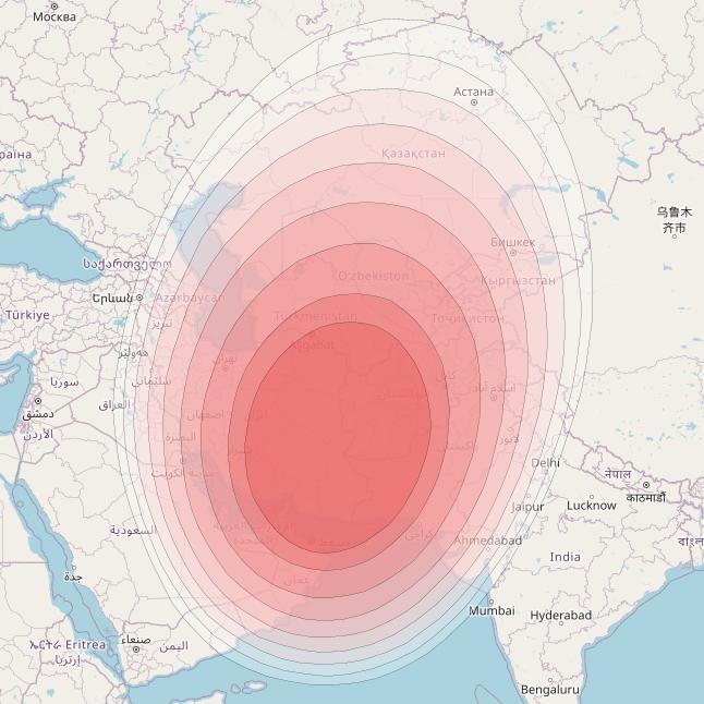 Express AM6 at 53° E downlink Ku-band Steerable 1 beam coverage map