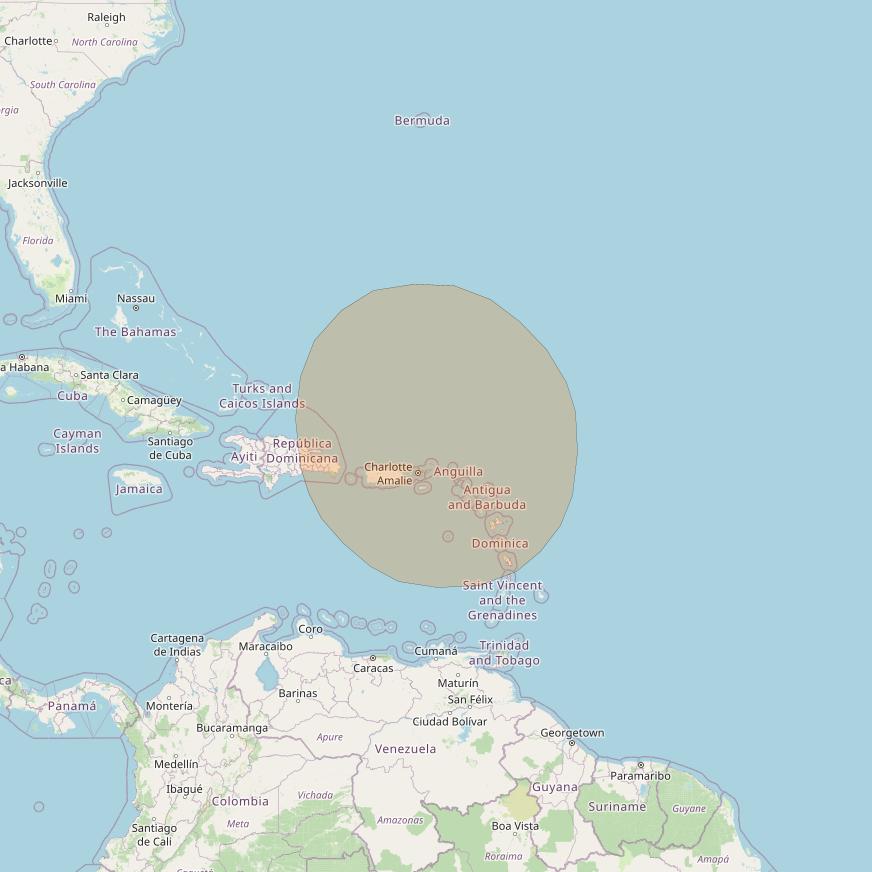 Inmarsat GX2 at 55° W downlink Ka-band S35DL Spot beam coverage map