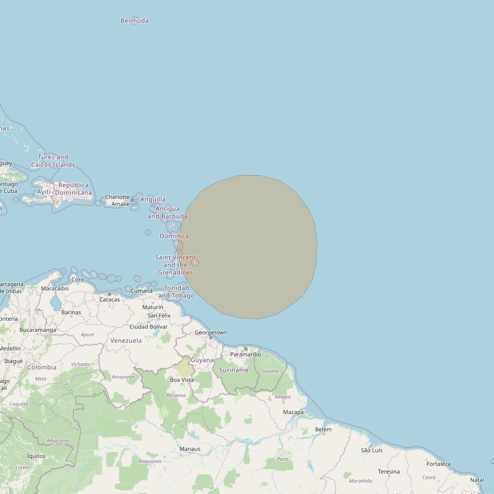 Inmarsat GX2 at 55° W downlink Ka-band S45DL Spot beam coverage map