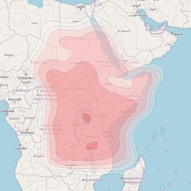 NSS 12 at 57° E downlink Ku-band East Africa Beam coverage map