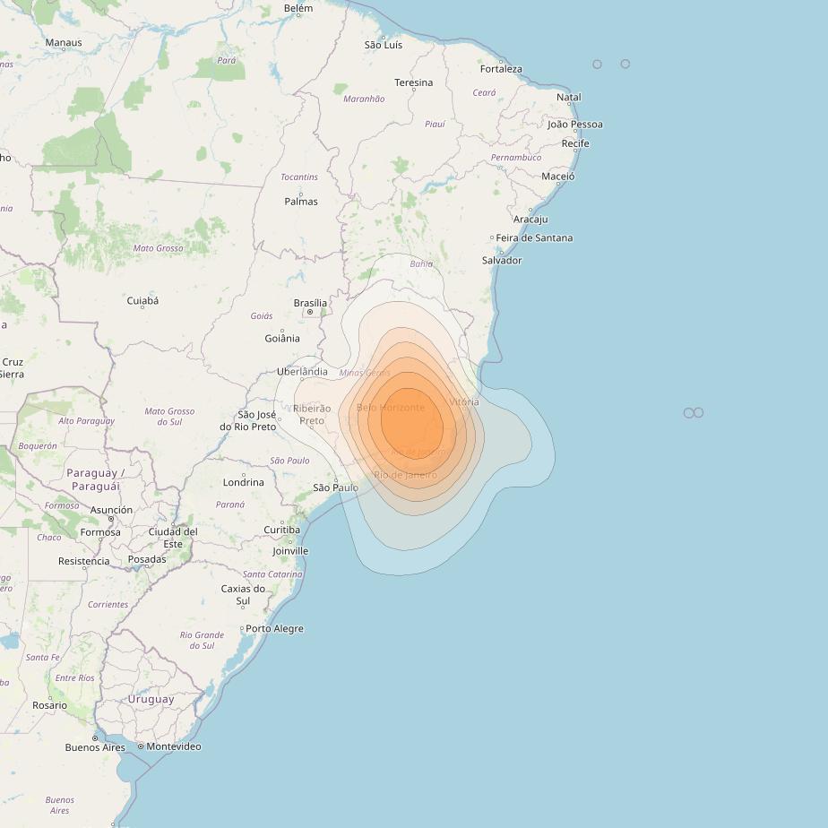 Amazonas 3 at 61° W downlink Ka-band Spot FW9D - Rio forward beam coverage map