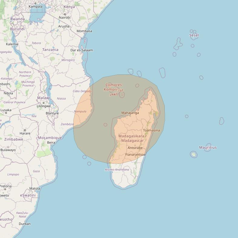 Inmarsat GX1 at 63° E downlink Ka-band S22DL Spot beam coverage map