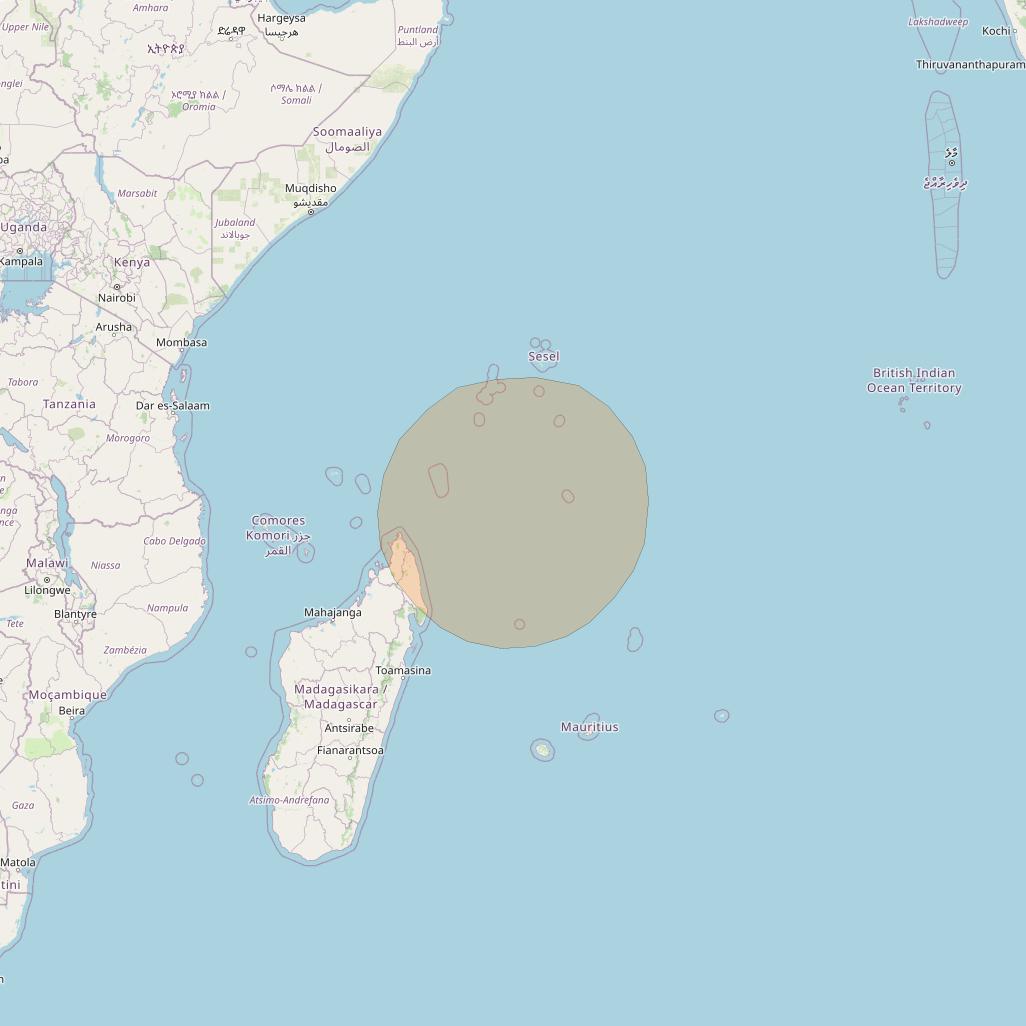 Inmarsat GX1 at 63° E downlink Ka-band S32DL Spot beam coverage map