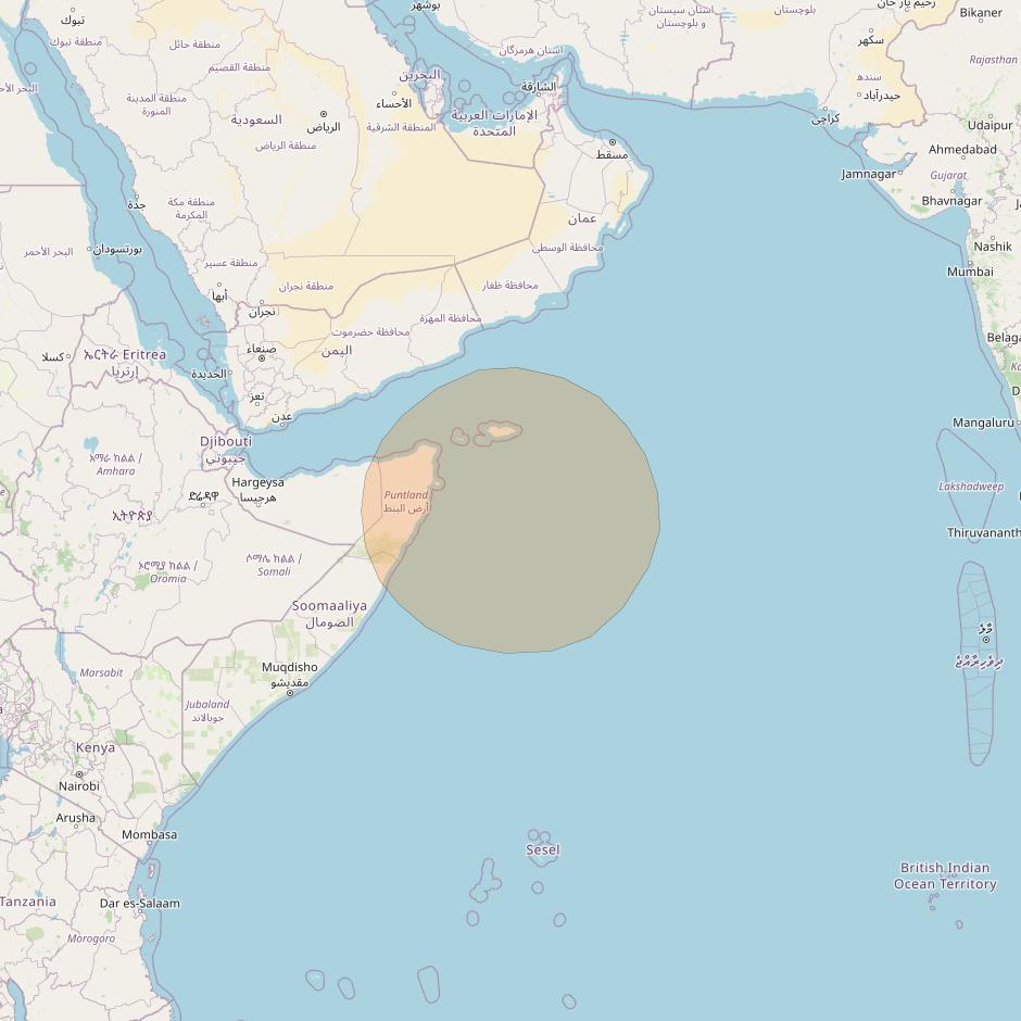 Inmarsat GX1 at 63° E downlink Ka-band S34DL Spot beam coverage map