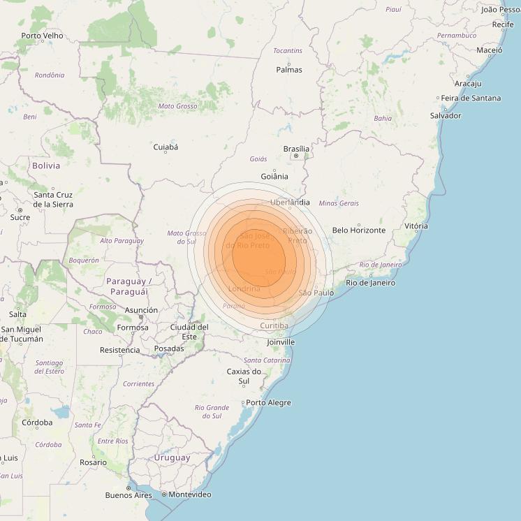 Telstar 19V at 63° W downlink Ka-band TX05 HTS Spot beam coverage map