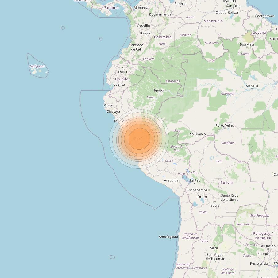 Telstar 19V at 63° W downlink Ka-band TX23 HTS Spot beam coverage map