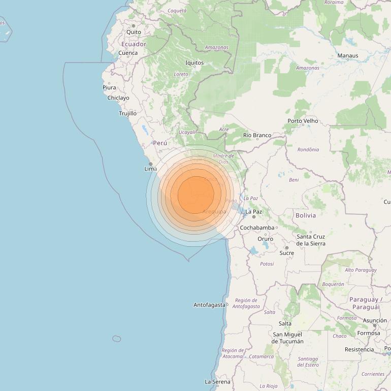 Telstar 19V at 63° W downlink Ka-band TX26 HTS Spot beam coverage map