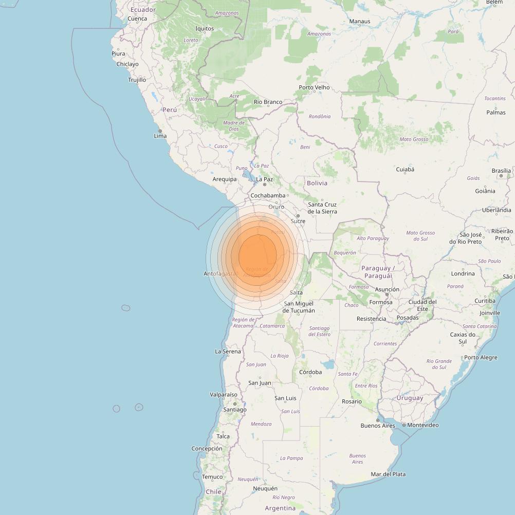 Telstar 19V at 63° W downlink Ka-band TX29 HTS Spot beam coverage map