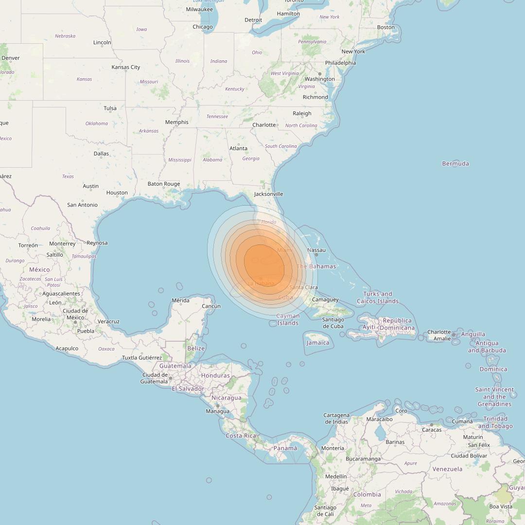 Telstar 19V at 63° W downlink Ka-band TX36 HTS Spot beam coverage map