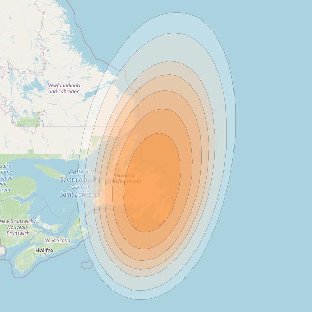 Telstar 19V at 63° W downlink Ka-band TX45 HTS Spot beam coverage map