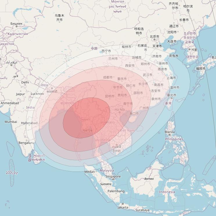 Intelsat 906 at 64° E downlink Ku-band Spot 2 Beam coverage map