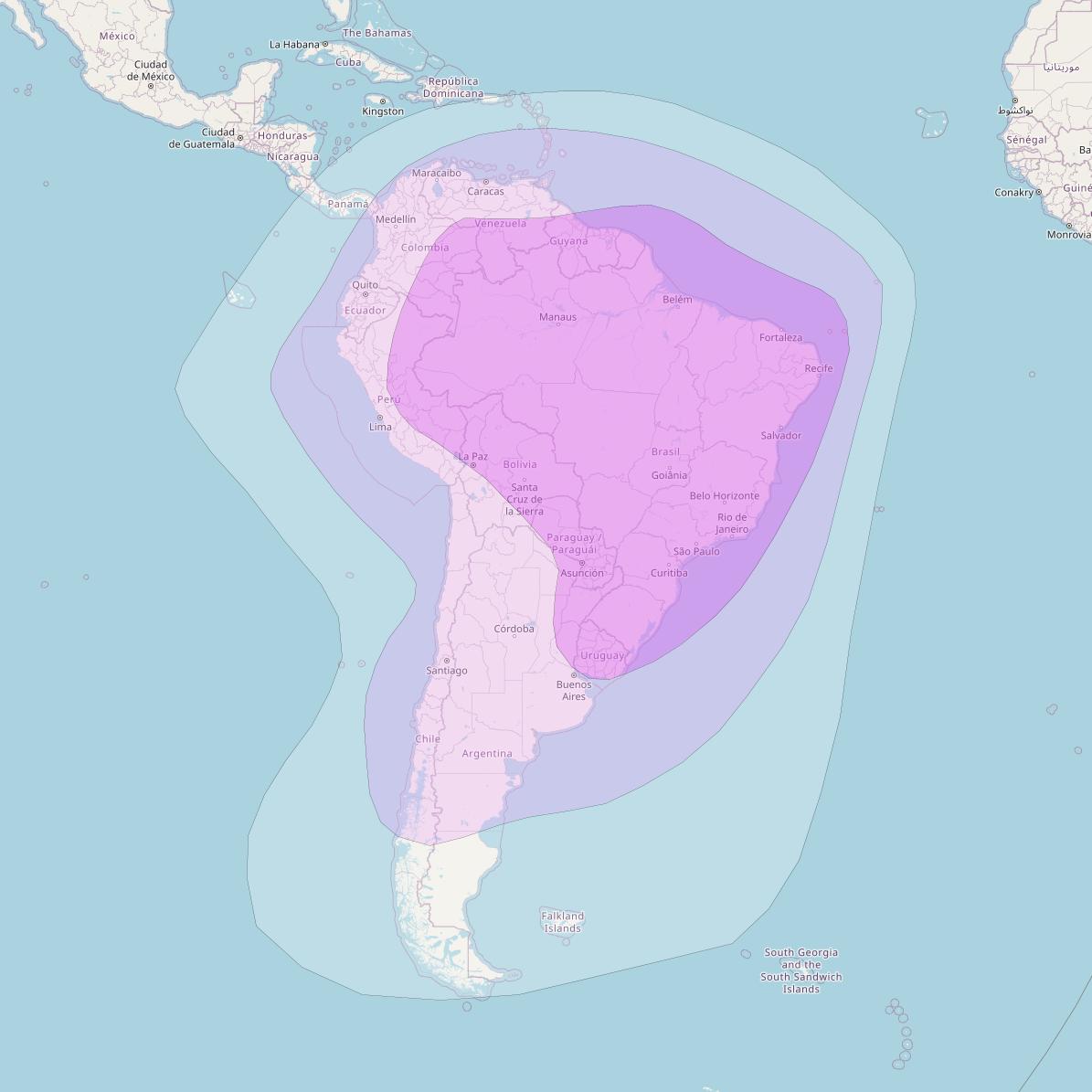 Star One C2 at 65° W downlink C-band Brazil beam coverage map