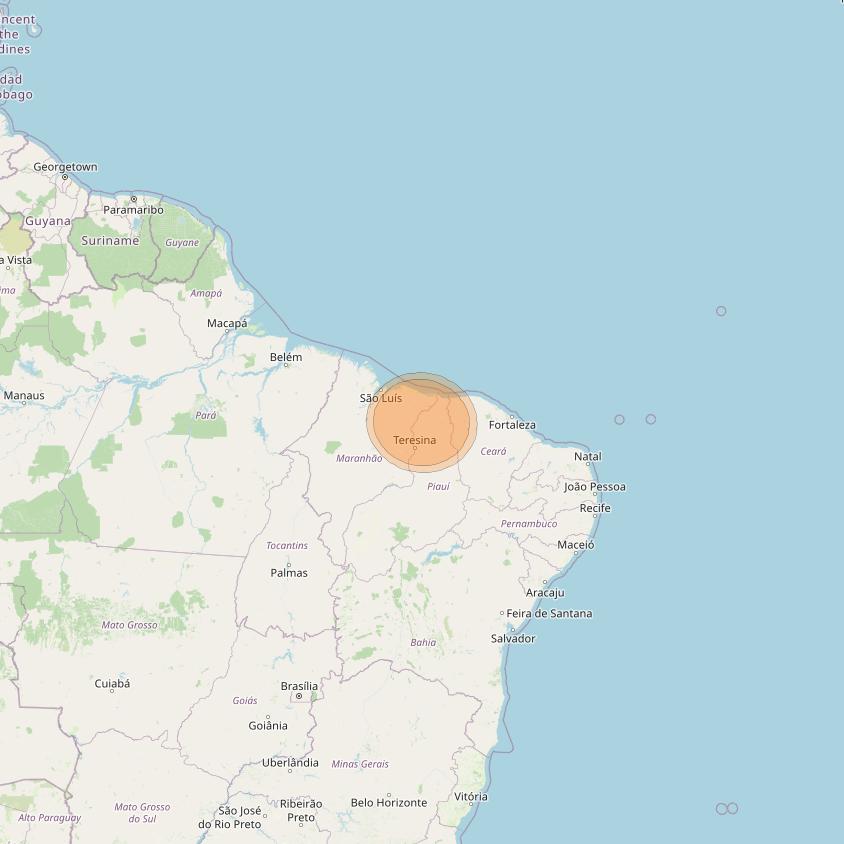 Eutelsat 65 West A at 65° W downlink Ka-band S03 User Spot beam coverage map