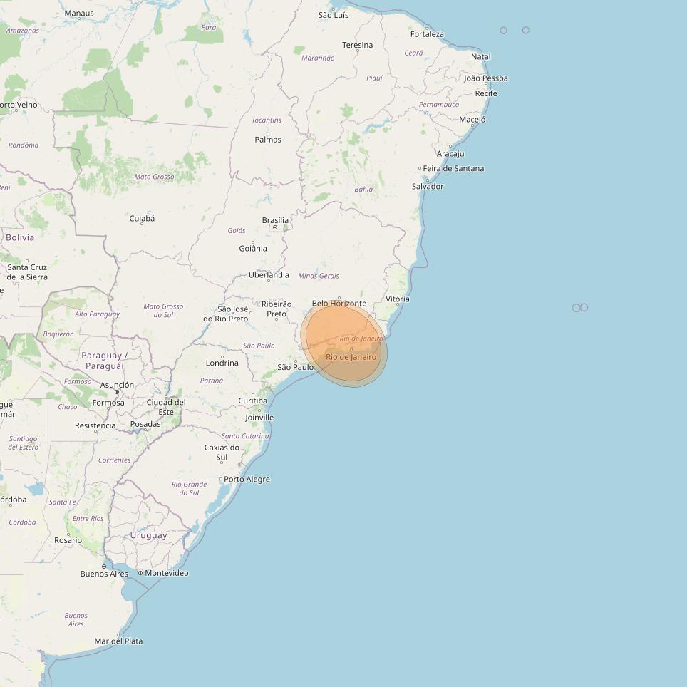 Eutelsat 65 West A at 65° W downlink Ka-band S10 User Spot beam coverage map