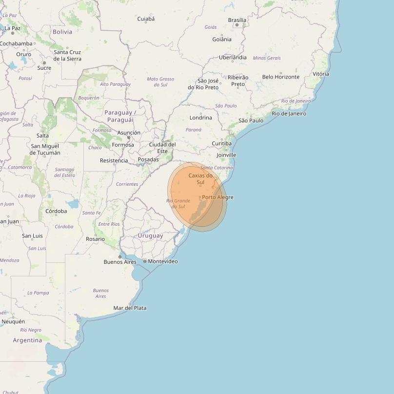 Eutelsat 65 West A at 65° W downlink Ka-band S13 User Spot beam coverage map