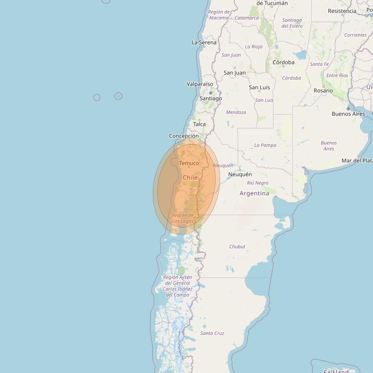 Eutelsat 65 West A at 65° W downlink Ka-band S23 User Spot beam coverage map