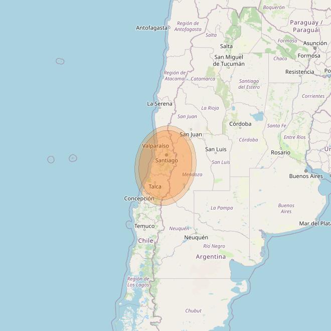 Eutelsat 65 West A at 65° W downlink Ka-band S24 User Spot beam coverage map