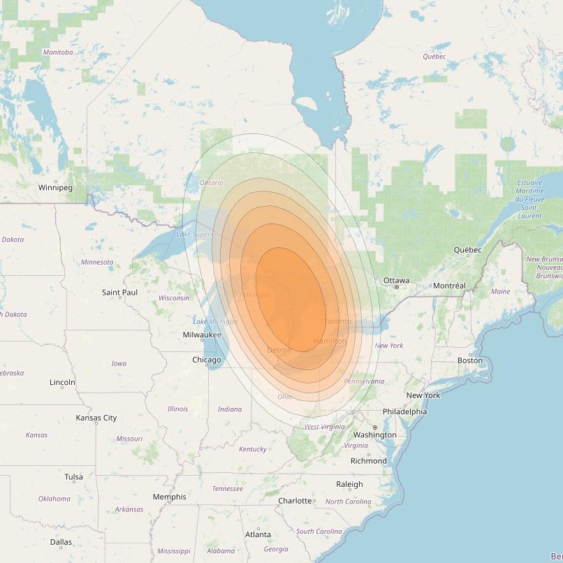 SES 17 at 67° W downlink Ka-band NC03 Spot beam coverage map