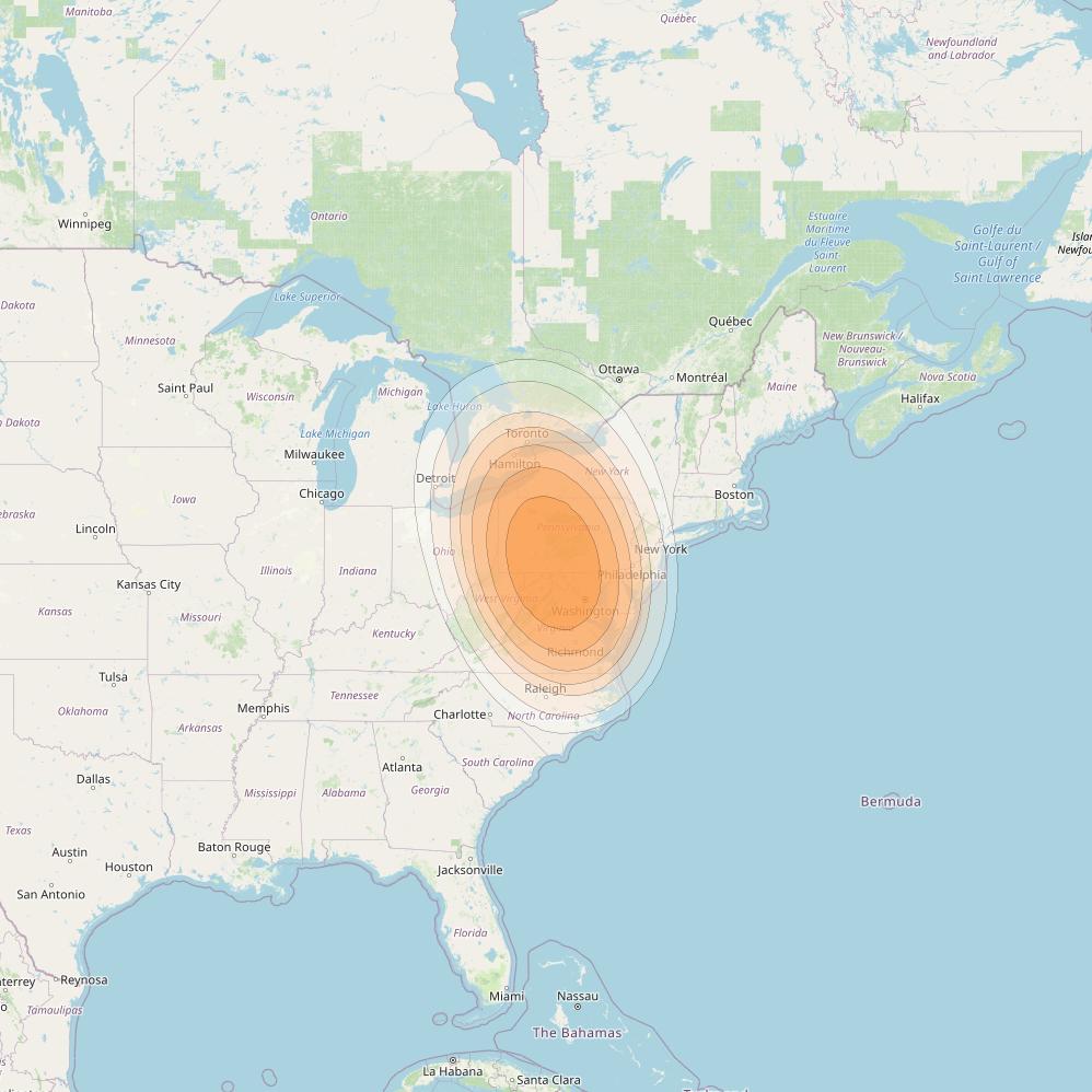 SES 17 at 67° W downlink Ka-band NC09 Spot beam coverage map