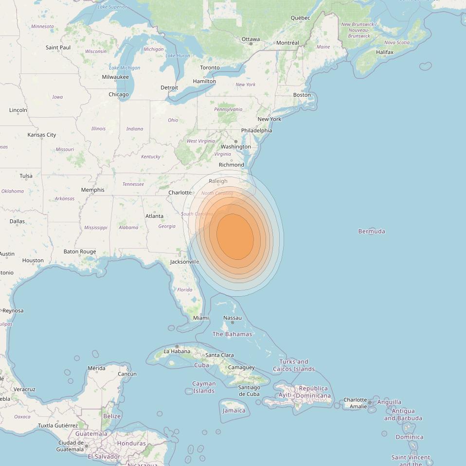 SES 17 at 67° W downlink Ka-band NC20 Spot beam coverage map