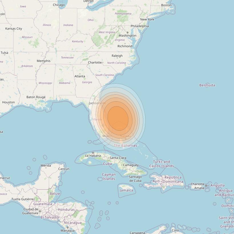 SES 17 at 67° W downlink Ka-band NC25 Spot beam coverage map