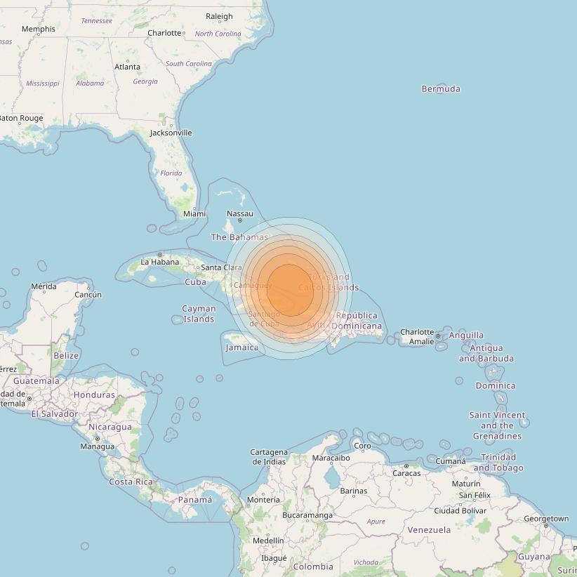 SES 17 at 67° W downlink Ka-band NC38 Spot beam coverage map