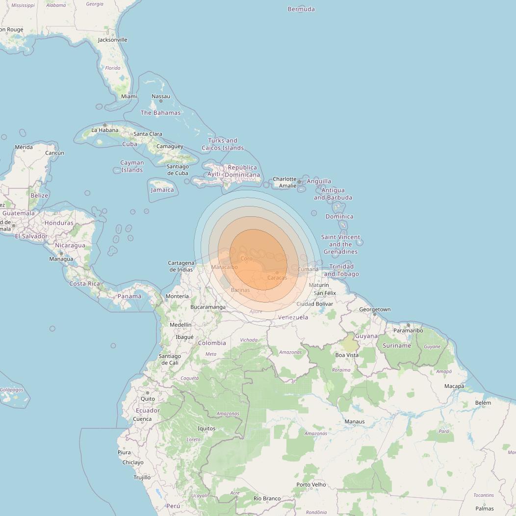 SES 17 at 67° W downlink Ka-band SA12 Spot beam coverage map