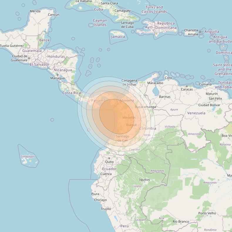 SES 17 at 67° W downlink Ka-band SA15 Spot beam coverage map