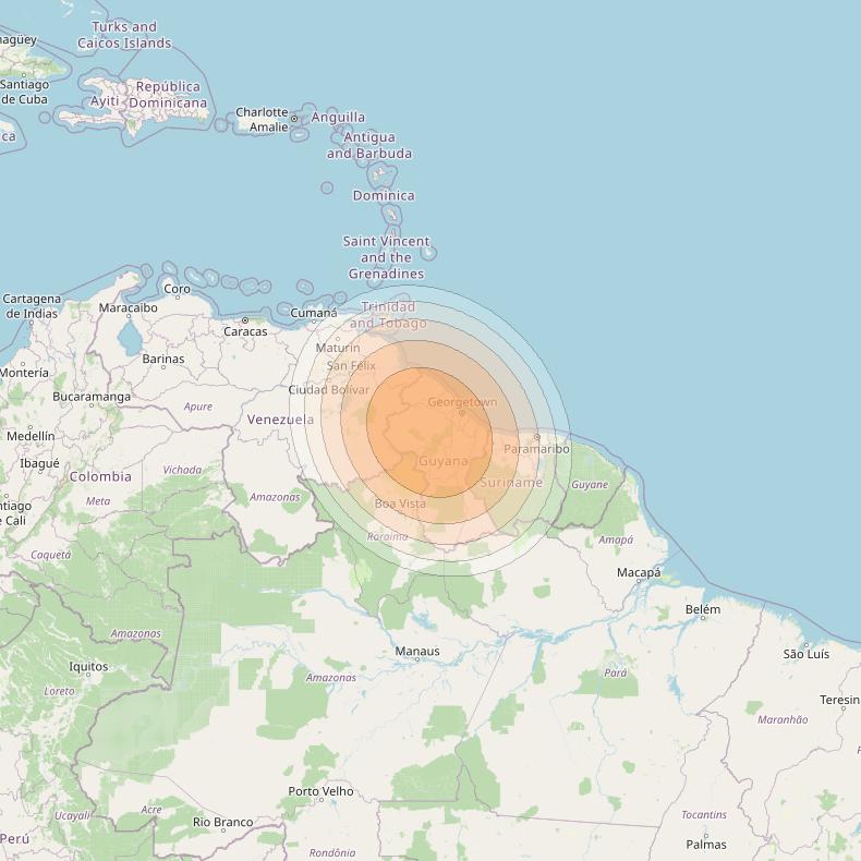 SES 17 at 67° W downlink Ka-band SA18 Spot beam coverage map