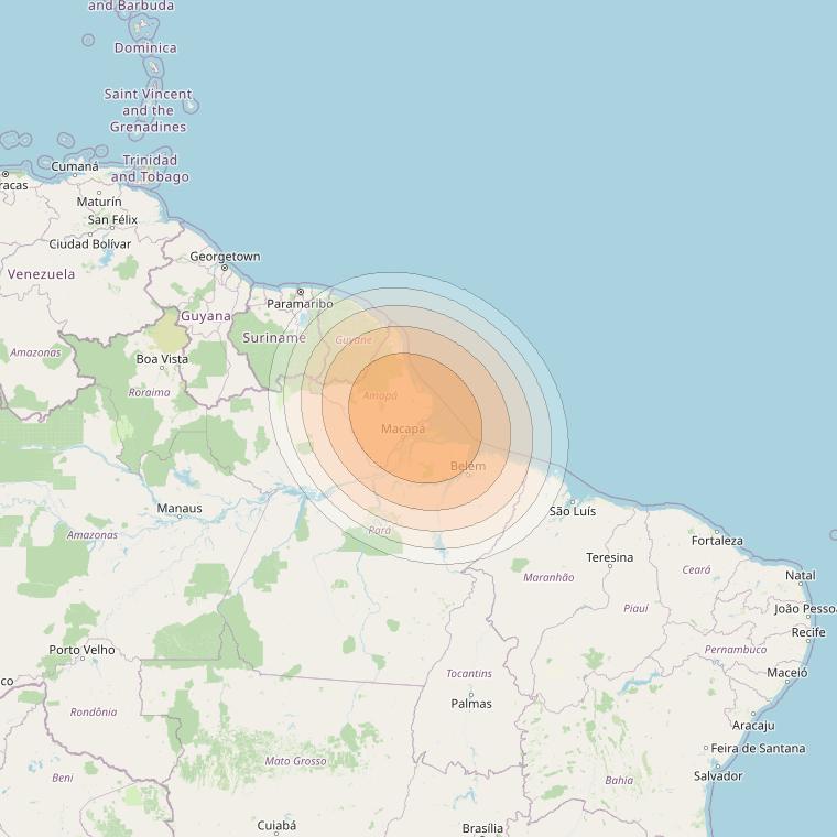 SES 17 at 67° W downlink Ka-band SA25 Spot beam coverage map