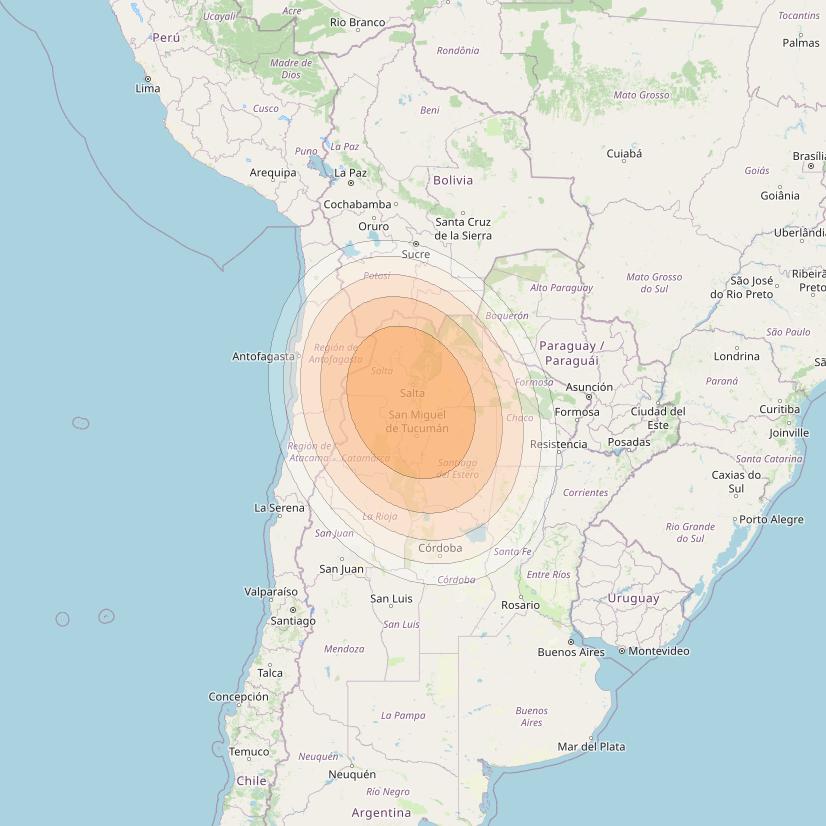 SES 17 at 67° W downlink Ka-band SA46 Spot beam coverage map