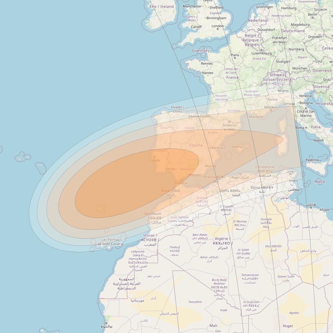 SES 17 at 67° W downlink Ka-band SA74 Spot beam coverage map