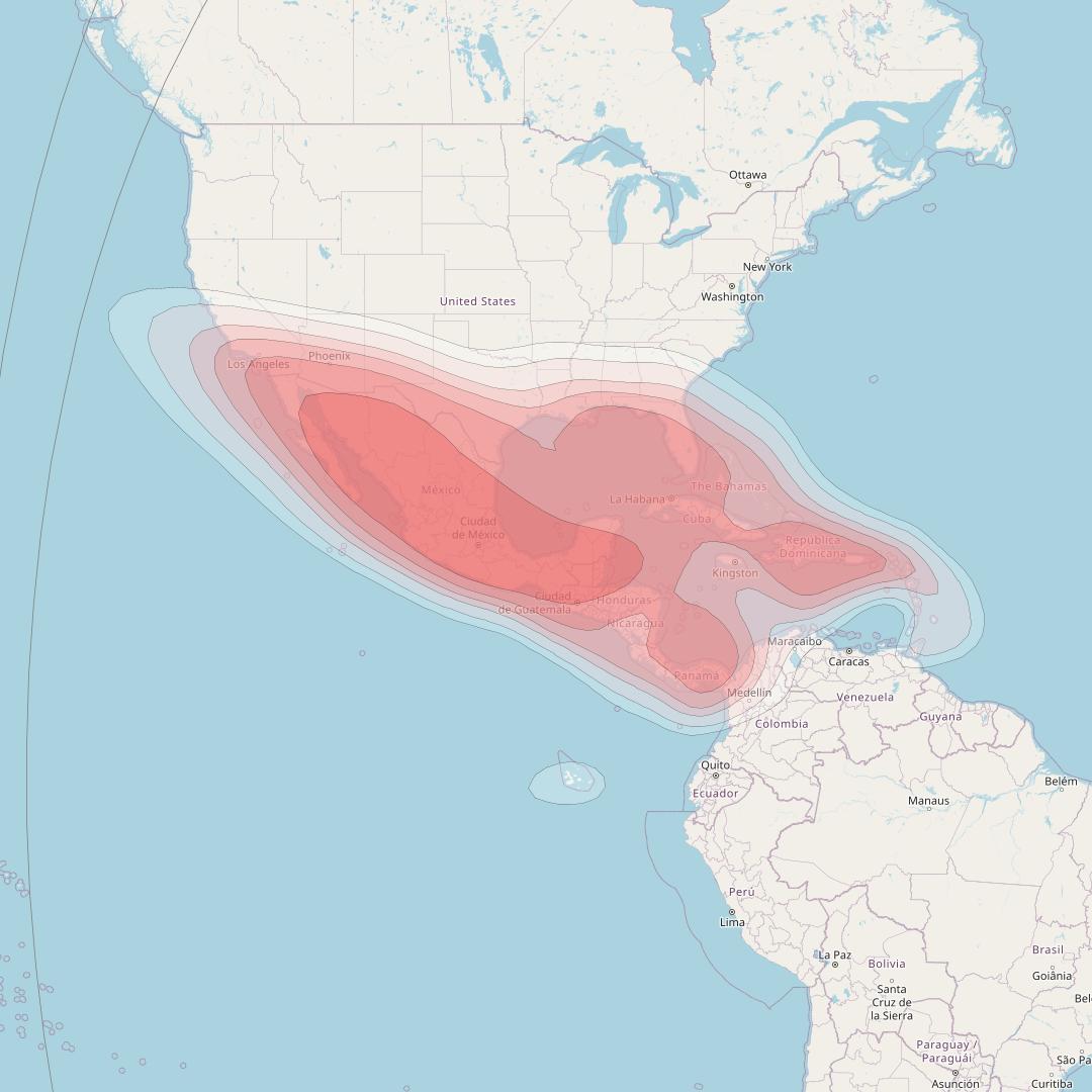 SES 10 at 67° W downlink Ku-band Central America beam coverage map