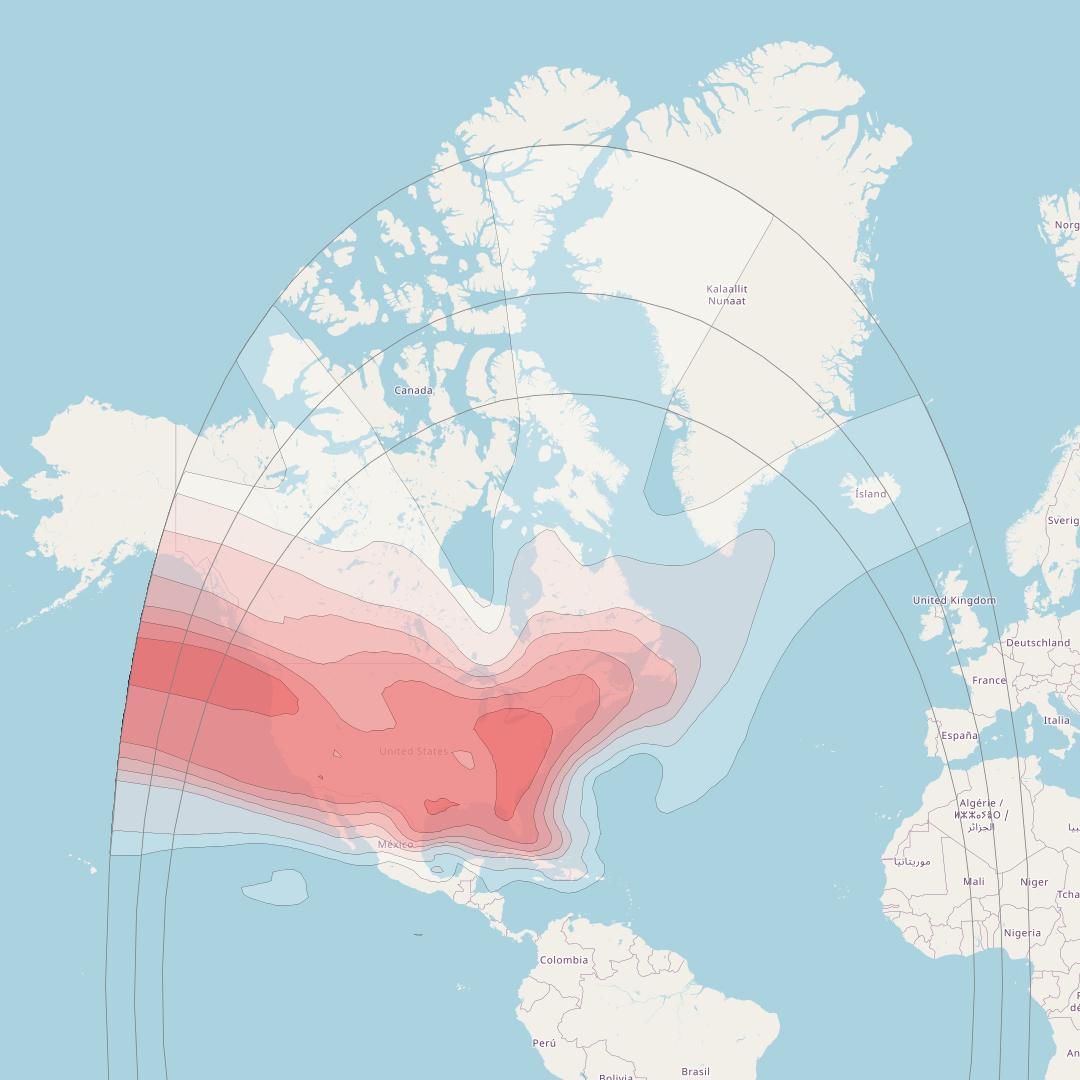 AMC 3 at 72° W downlink Ku-band KTH beam coverage map