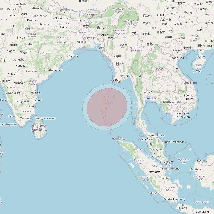 GSAT 11 at 74° E downlink Ku-band Spot09/25 User Spot beam coverage map