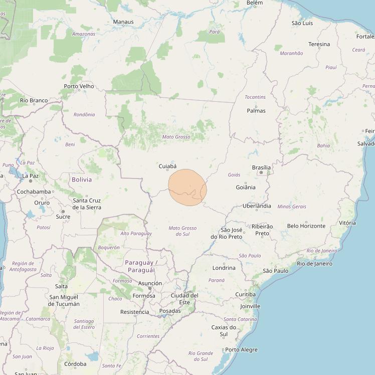 SGDC 1 at 75° W downlink Ka-band Spot28 User beam coverage map