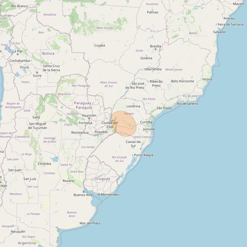 SGDC 1 at 75° W downlink Ka-band Spot43 User beam coverage map