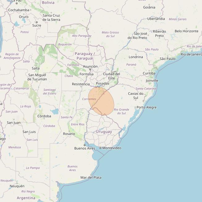 SGDC 1 at 75° W downlink Ka-band Spot47 User beam coverage map