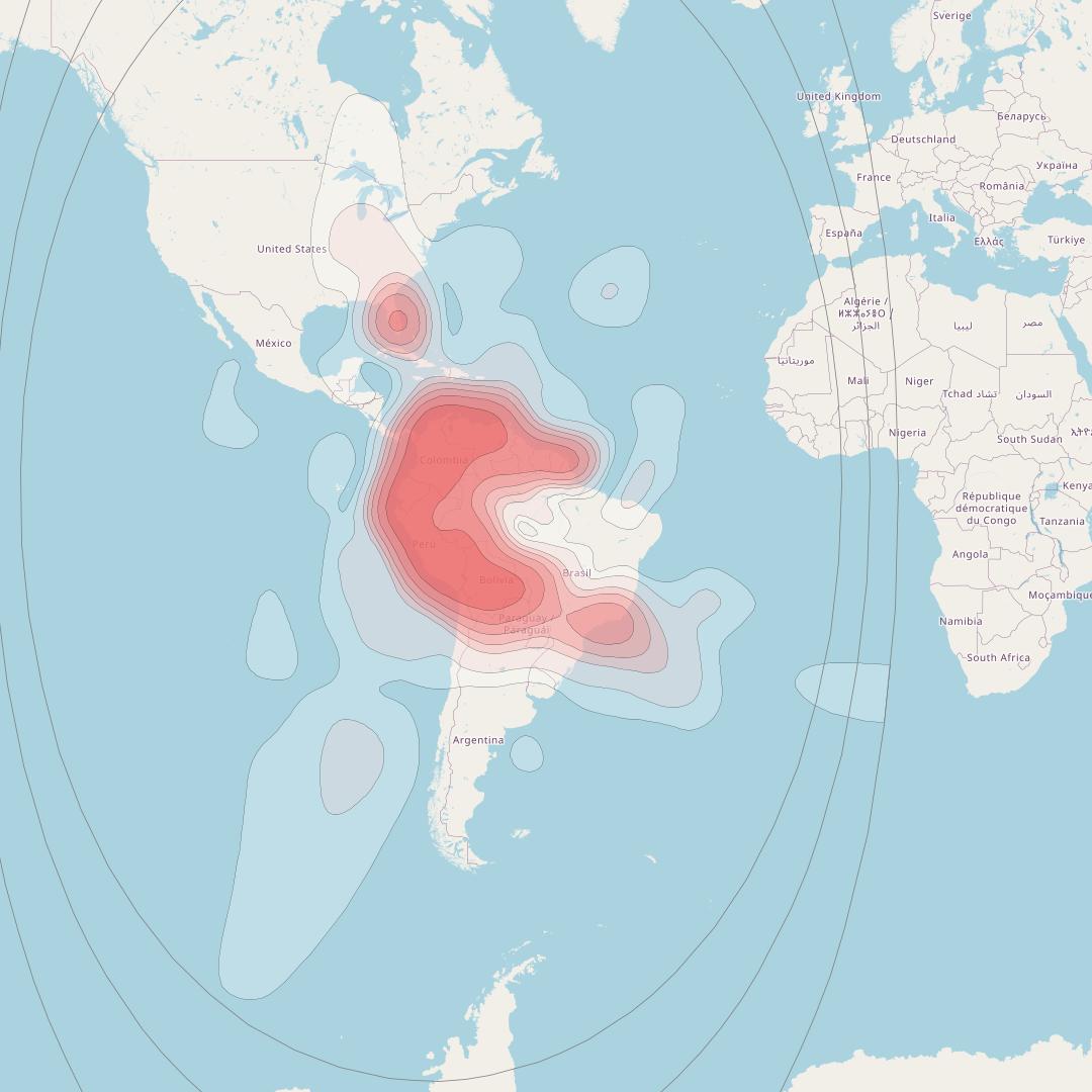 Star One C3 at 75° W downlink Ku-band Andean Horizontal beam coverage map