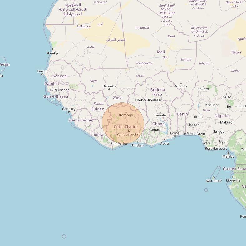 Eutelsat Konnect at 7° E downlink Ka-band AF02 User Spot beam coverage map