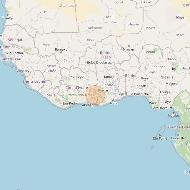 Eutelsat Konnect at 7° E downlink Ka-band AF05 User Spot beam coverage map