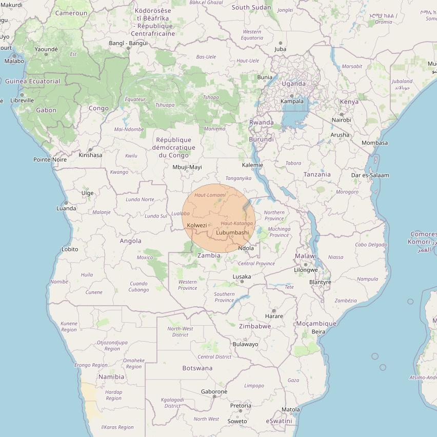 Eutelsat Konnect at 7° E downlink Ka-band AF44 User Spot beam coverage map